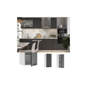 Vicco Hängeschrank Küchenschrank Küchenmöbel Fame-Line Landhaus Weiß Anthrazit 30 cm modern