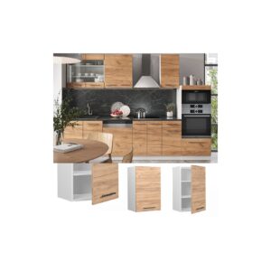 Vicco Hängeschrank Küchenschrank Küchenmöbel Fame-Line Weiß Eiche modern 45 cm Küche Einbauküche Hängeschrank Drehtür Einlegeboden Küchenzeile