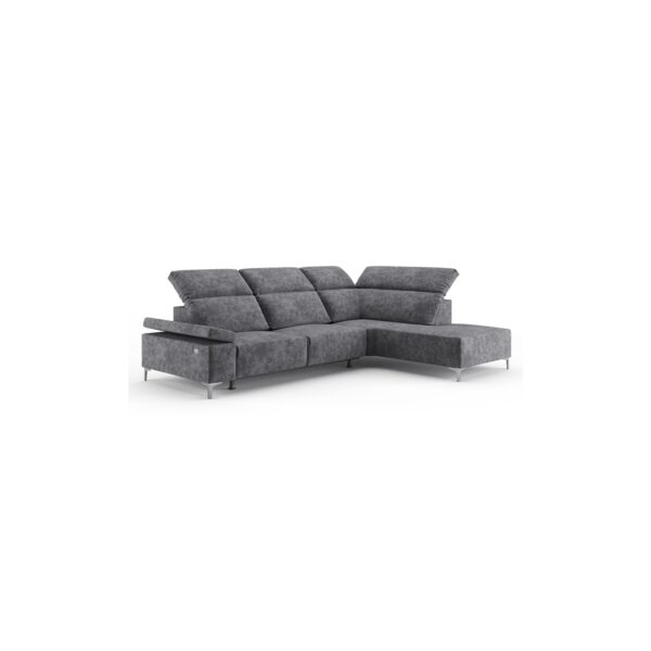 VitaliSpa Ecksofa Loungesofa Boxspringsofa James Anthrazit Relaxfunktion 301x86 cm modern Wohnzimmer Sofa Wohnzimmercouch Loungeecke Polstereckcouch Taschenfederkern USB-Anschluss Fußteil ausfahrbar