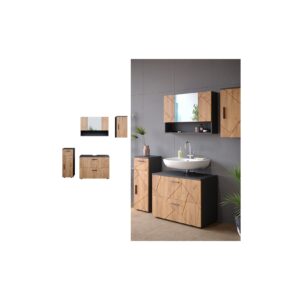 Vicco Badmöbelset Irma Anthrazit Eiche modern 80 cm 30 cm Badezimmerschrank Badschrank Badezimmermöbel Waschtischunterschrank Spiegelschrank Midischrank Hängeschrank Schranktür Schrankschublade