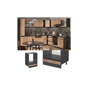 Vicco Herdschrank Küchenschrank Küchenmöbel R-Line J-Shape Anthrazit Eiche 60 cm modern