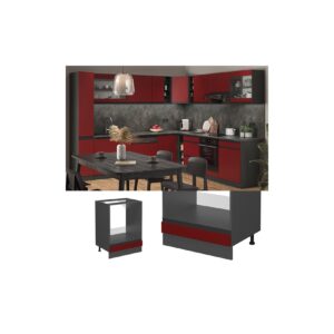 Vicco Herdschrank Küchenschrank Küchenmöbel R-Line J-Shape Anthrazit Rot 60 cm modern