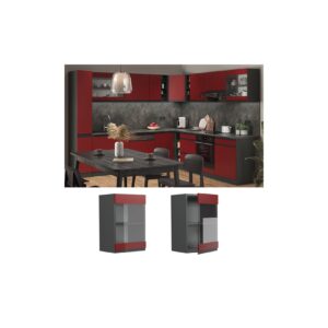 Vicco Glashängeschrank Küchenschrank Küchenmöbel R-Line J-Shape Anthrazit Rot 40 cm modern