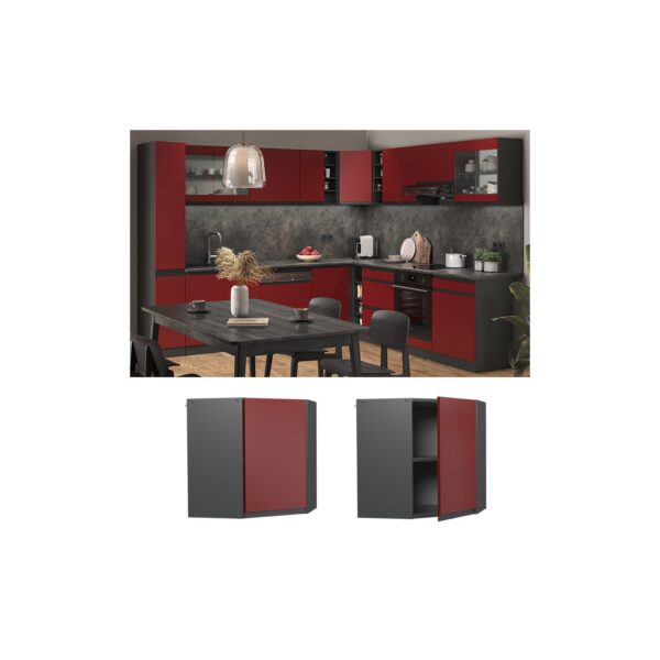 Vicco Eckhängeschrank Küchenschrank Küchenmöbel R-Line J-Shape Anthrazit Rot 57 cm modern