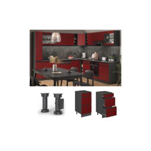 Vicco Schubladenunterschrank Küchenschrank Küchenmöbel R-Line J-Shape Anthrazit Rot 40 cm modern