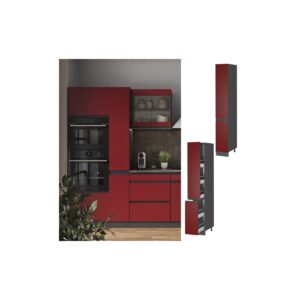 Vicco Apothekerhochschrank Küchenschrank Küchenmöbel R-Line J-Shape Anthrazit Rot 30 cm modern