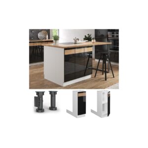 Vicco Regalinselunterschrank Küchenschrank Küchenmöbel Fame-Line Weiß Schwarz Eiche 30 cm modern Hochglanz