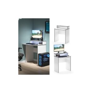 Vicco Computertisch Schreibtisch Arbeitstisch Kron Weiß Grau 70x87 modern Monitorempore Bürotisch PC-Tisch Arbeitszimmer Homeoffice Büromöbel Computermöbel Ablage Aufbewahrung