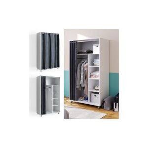 Vicco mobiler Kleiderschrank Dielenschrank Garderobe Doros Weiß 100 x 168 cm offen rollbar