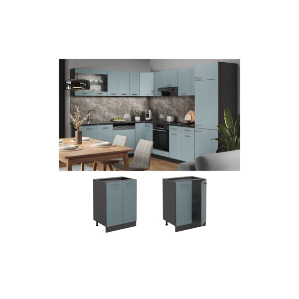 Vicco Unterschrank Küchenschrank R-Line Solid Anthrazit Blau Grau 60 cm modern