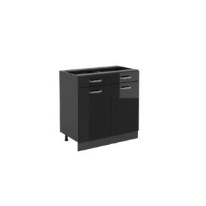 Vicco Schubunterschrank Küchenschrank R-Line Solid Anthrazit Schwarz 80 cm modern