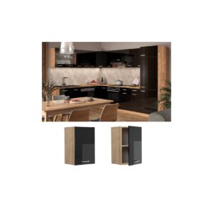 Vicco Hängeschrank Küchenschrank R-Line Solid Eiche Schwarz 40 cm modern