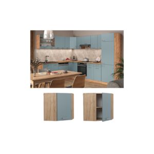 Vicco Eckhängeschrank Küchenschrank R-Line Solid Eiche Blau Grau 57 cm modern