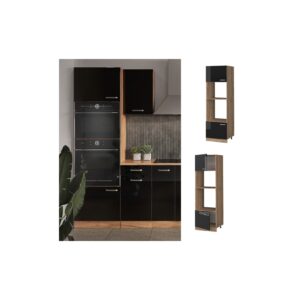 Vicco Mikrowellenschrank Küchenschrank R-Line Solid Eiche Schwarz 60 cm modern