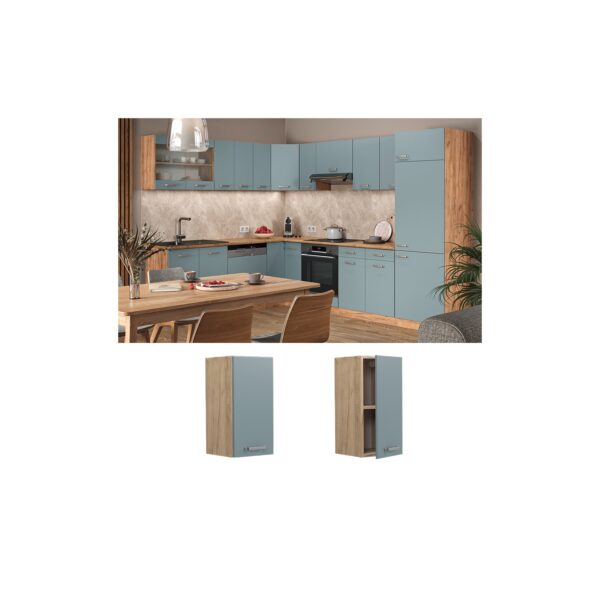 Vicco Hängeschrank Küchenschrank R-Line Solid Eiche Blau Grau 30 cm modern