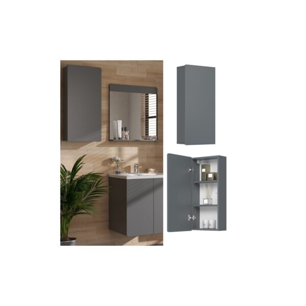 Vicco Hängeschrank Izan Grau 37 x 77 cm Badezimmer 1 Tür