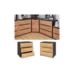 Vicco Kommode Ruben 80 x 78 cm Anthrazit Eiche Sideboard