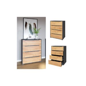 Vicco Kommode Ruben 80 x 102 cm Anthrazit Eiche Highboard