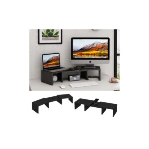 Vicco Monitorständer Halva Schwarz 82 x 16 cm mit QI-Ladestation und USB