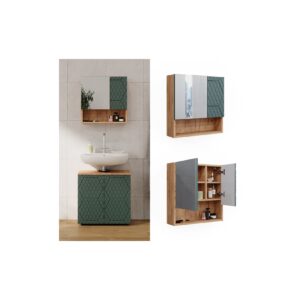 Vicco Badspiegelschrank Irma Eiche Grün 54 x 55 cm Badezimmer