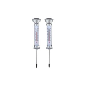 2er Set LED Solarlampen mit Thermometer